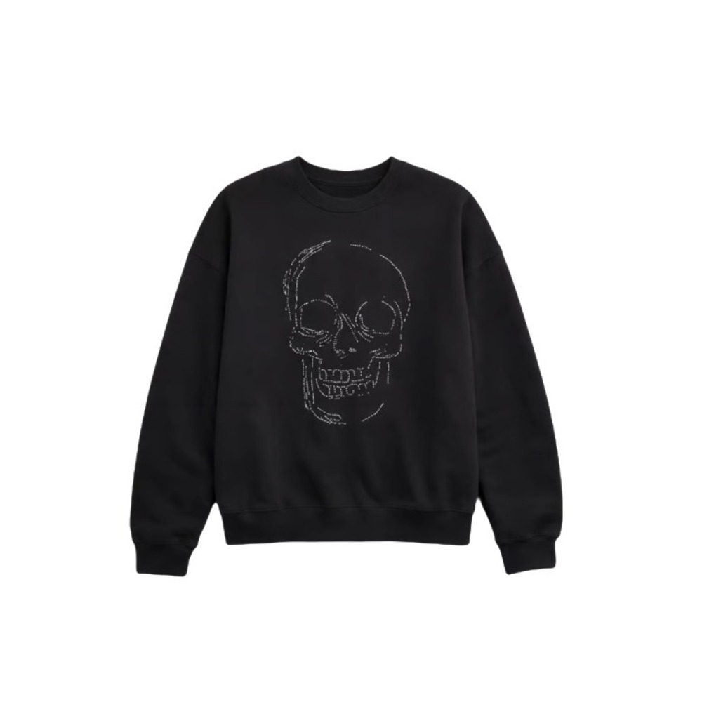 NWT Torrid Nightfall Relaxed Cozy Fleece Beaded Skull Goth Grunge Sweatshirt-2X